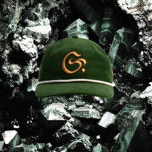 Green corduroy rope cap, vintage golf style, Filipino streetwear headwear. 