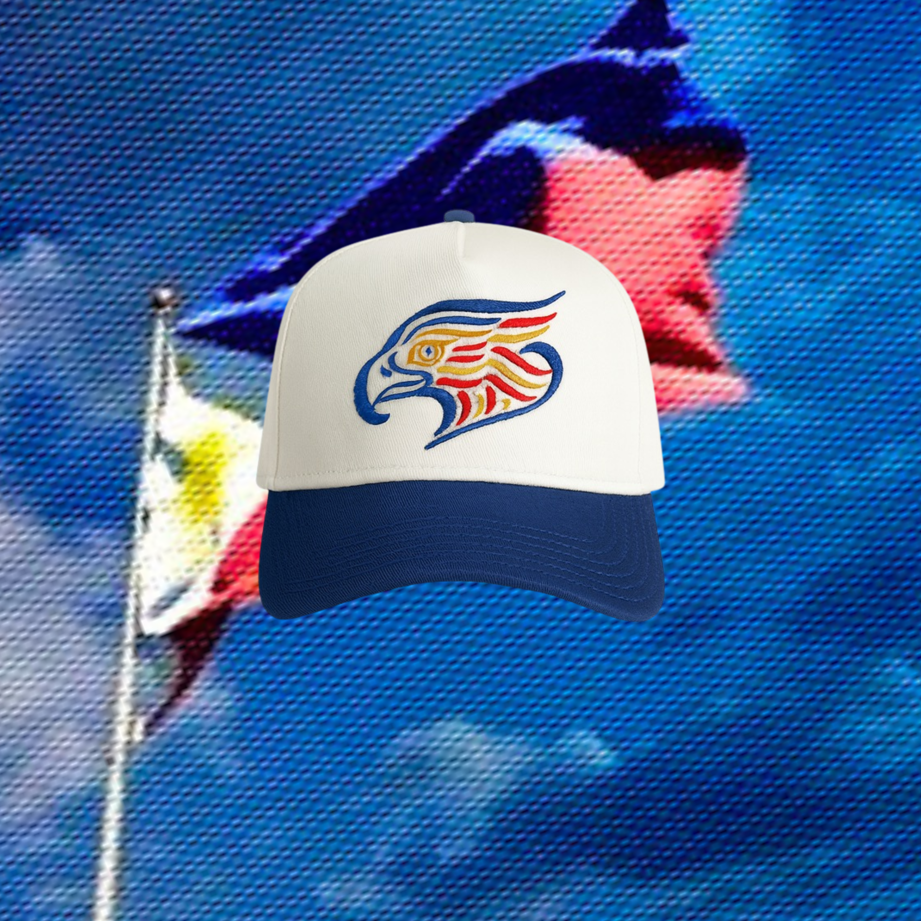 Navy Blue Filipino Eagle Golf Cap with colors of Filipino Flag. 